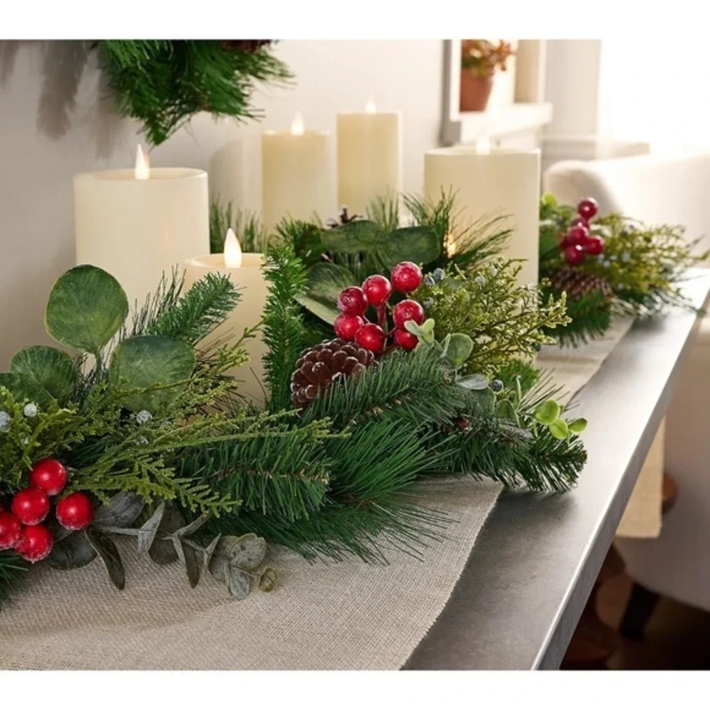 Valerie Parr Hill‎ 4' Berry, Pine & Eucalyptus Garland Christmas Decor Winter